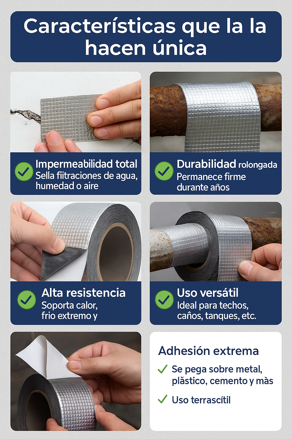 CINTA ADHESIVA IMPERMEABLE – El poder del sellado profesional