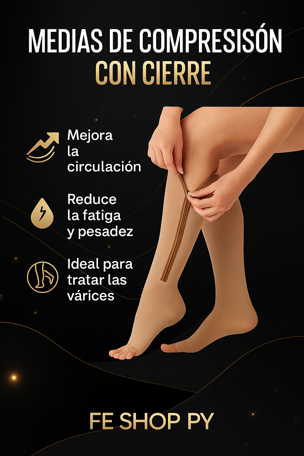 🦵 Medias de Compresión Zip Sox – Alivio inmediato para piernas cansadas y con várices