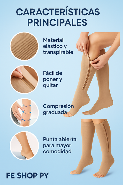🦵 Medias de Compresión Zip Sox – Alivio inmediato para piernas cansadas y con várices