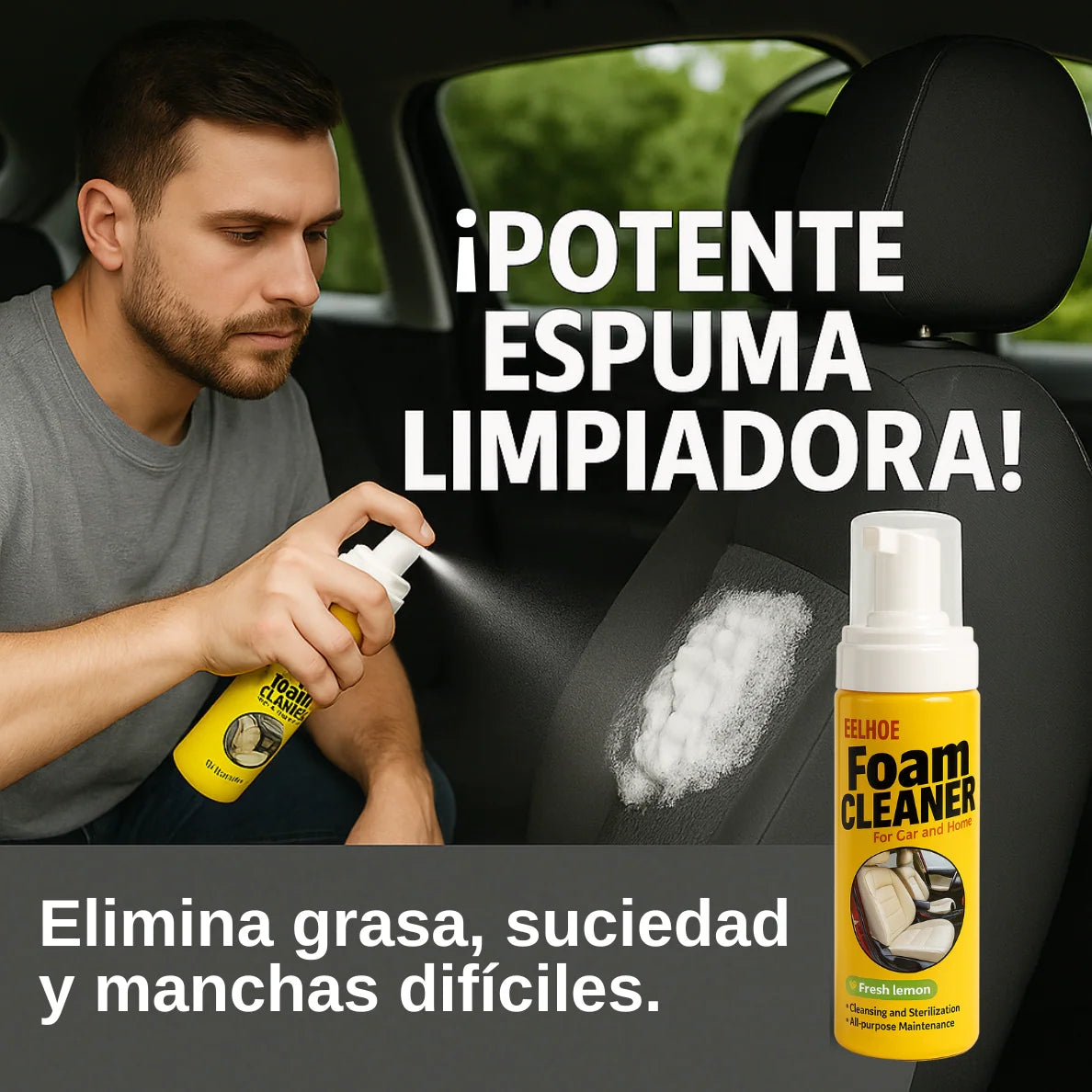 ✨ Espuma Multiusos Mágica – Limpieza profunda para tu auto y tu hogar.